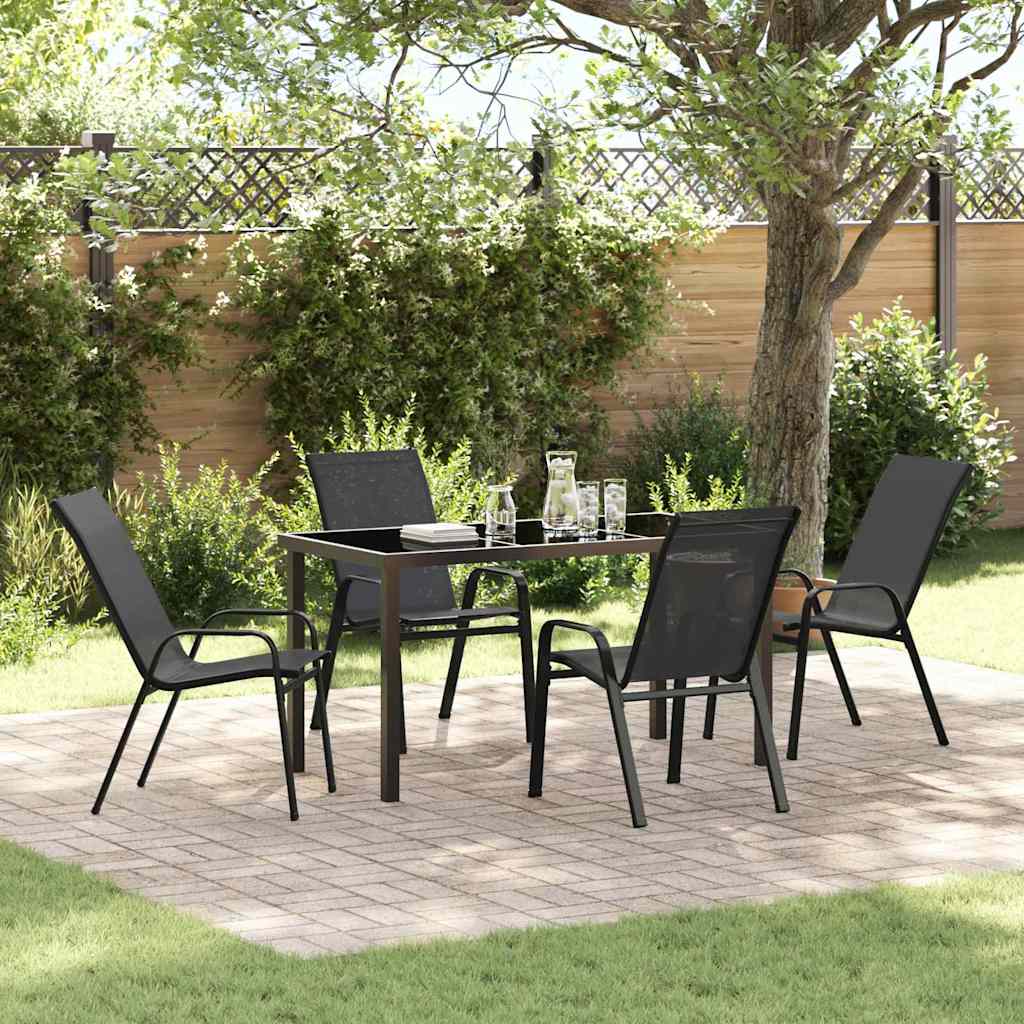 Garten Essgruppe 5 pcs Schwarz Textilene und Stahl
