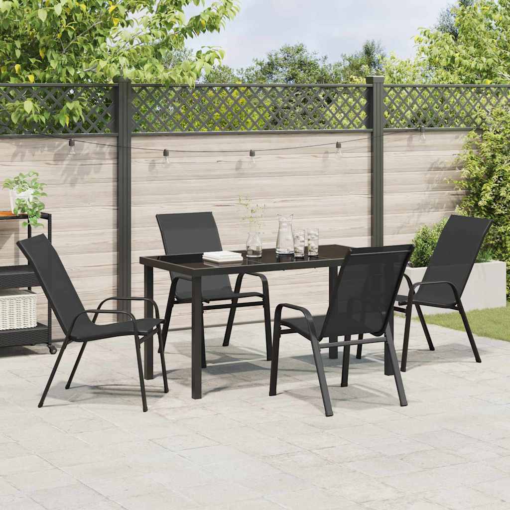 Garten Essgruppe 5 pcs Schwarz Textilene und Stahl