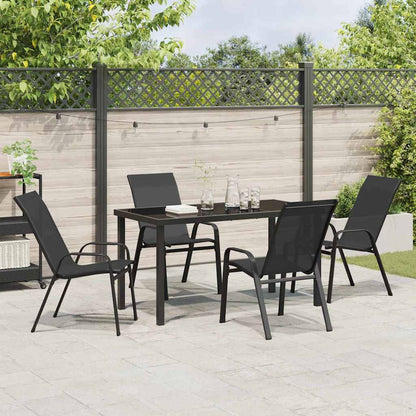 Garten Essgruppe 5 pcs Schwarz Textilene und Stahl