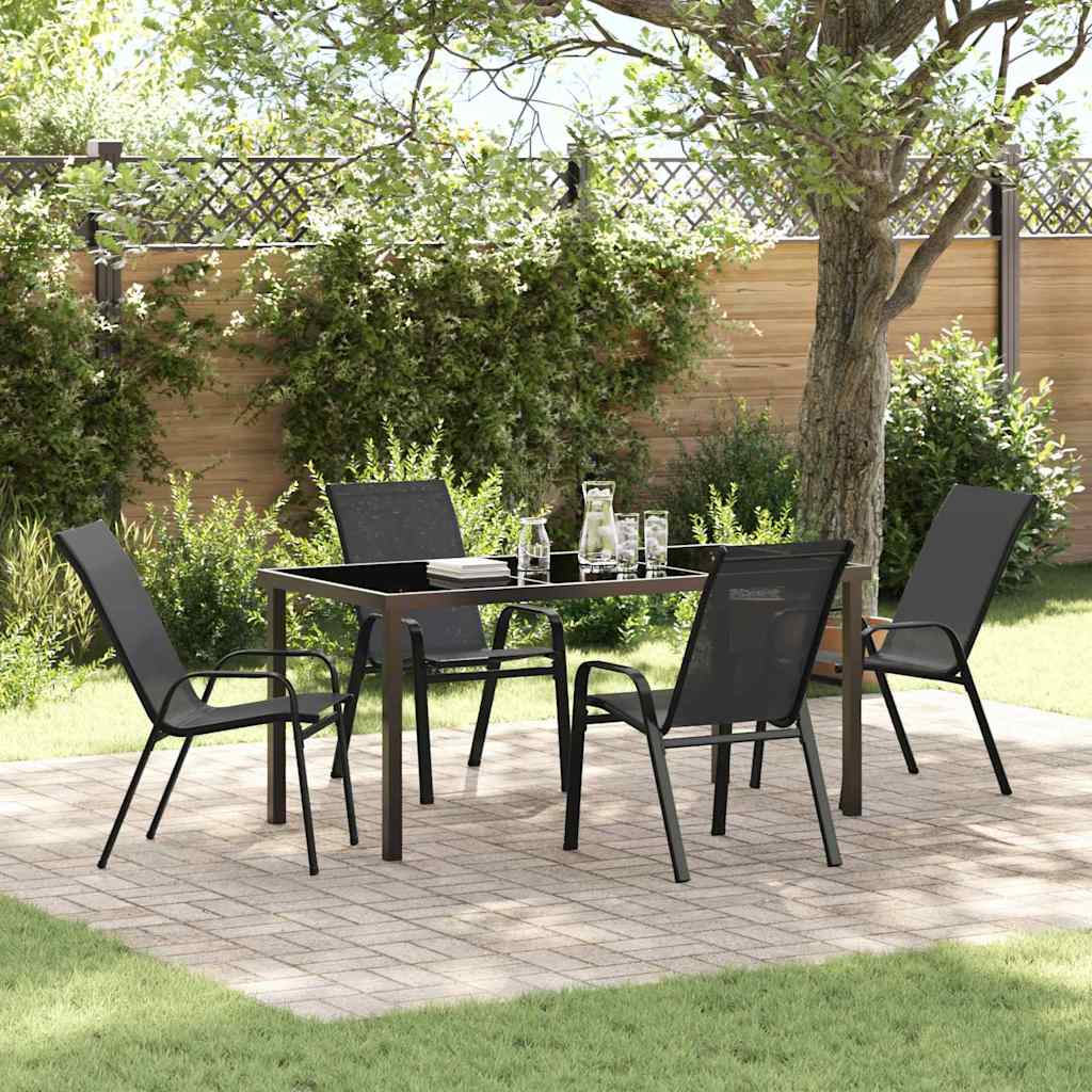 Garten Essgruppe 5 pcs Schwarz Textilene und Stahl