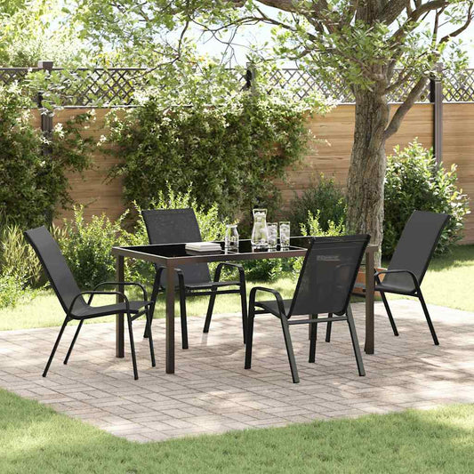 Garten Essgruppe 5 pcs Schwarz Textilene und Stahl