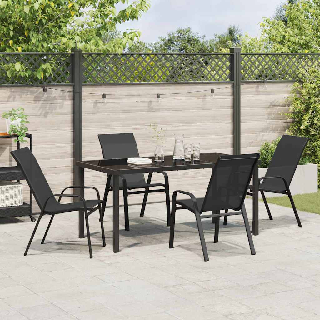 Garten Essgruppe 5 pcs Schwarz Textilene und Stahl