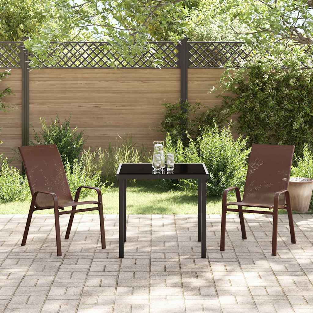 Garten Essgruppe 3 pcs Braun Textilene und Stahl