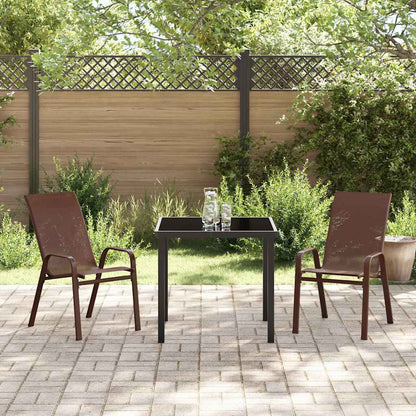Garten Essgruppe 3 pcs Braun Textilene und Stahl
