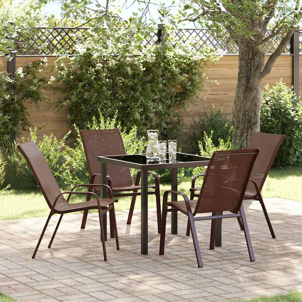 Garten Essgruppe 5 pcs Braun Textilene und Stahl