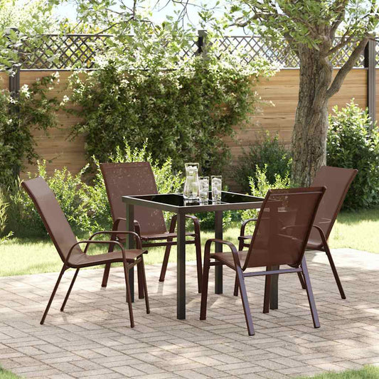 Garten Essgruppe 5 pcs Braun Textilene und Stahl