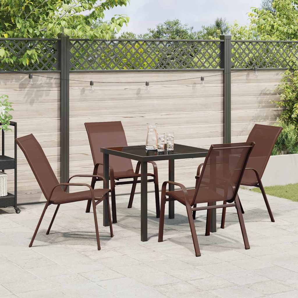 Garten Essgruppe 5 pcs Braun Textilene und Stahl