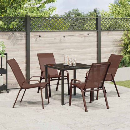 Garten Essgruppe 5 pcs Braun Textilene und Stahl