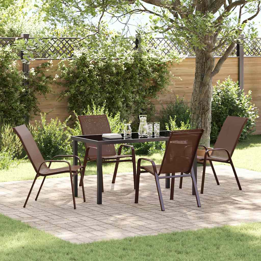 Garten Essgruppe 5 pcs Braun Textilene und Stahl