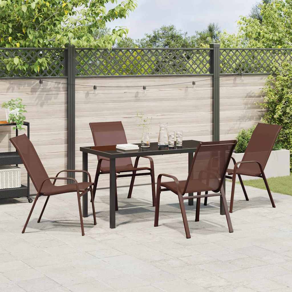 Garten Essgruppe 5 pcs Braun Textilene und Stahl