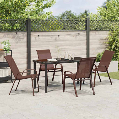 Garten Essgruppe 5 pcs Braun Textilene und Stahl