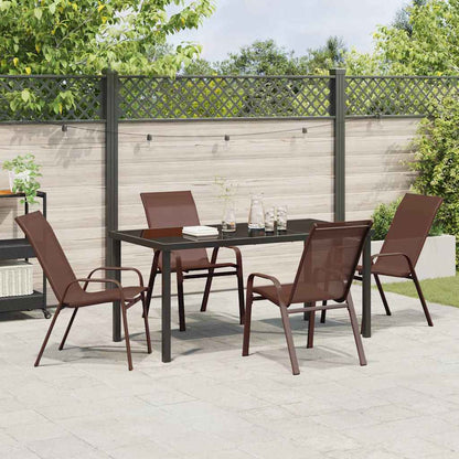 Garten Essgruppe 5 pcs Braun Textilene und Stahl