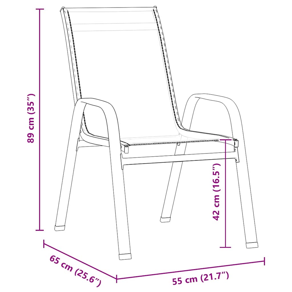 Garten Essgruppe 7 pcs Braun Textilene und Stahl