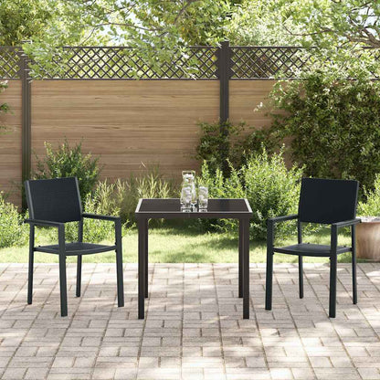 Garten Essgruppe 3 pcs Schwarz Poly Rattan