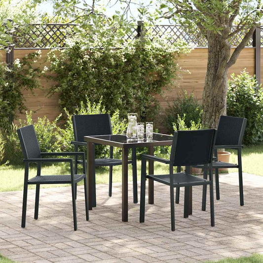 Garten Essgruppe 5 pcs Schwarz Poly Rattan