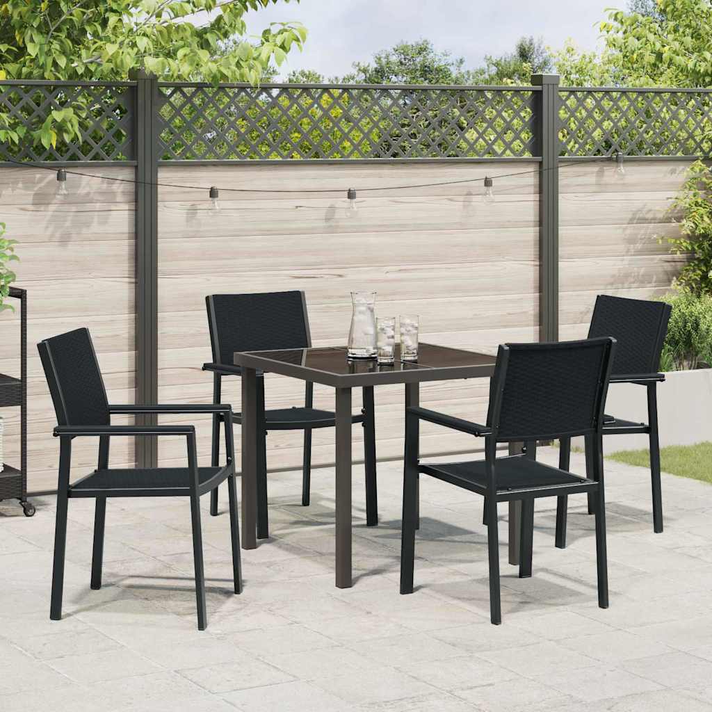 Garten Essgruppe 5 pcs Schwarz Poly Rattan