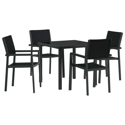 Garten Essgruppe 5 pcs Schwarz Poly Rattan