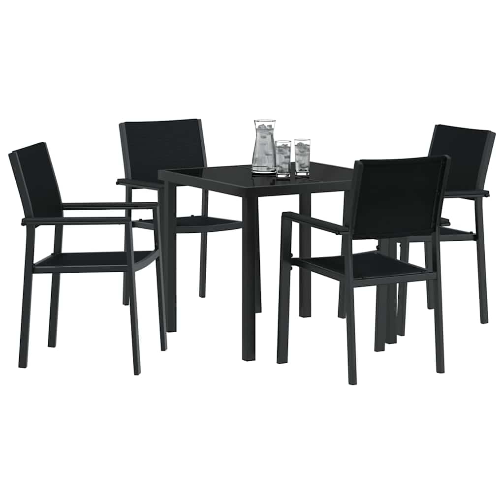 Garten Essgruppe 5 pcs Schwarz Poly Rattan