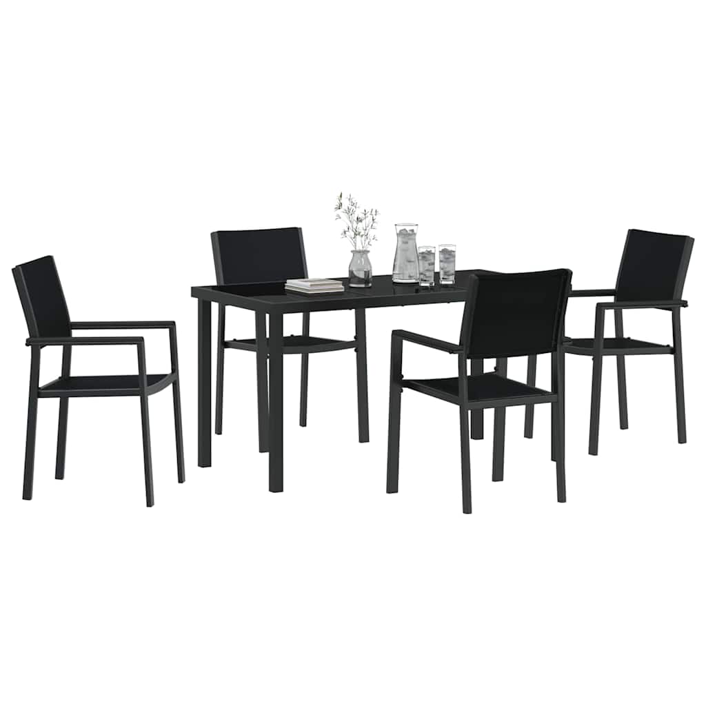 Garten Essgruppe 5 pcs Schwarz Poly Rattan
