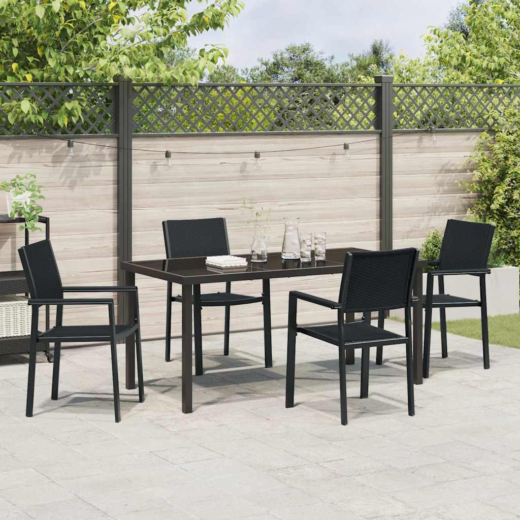 Garten Essgruppe 5 pcs Schwarz Poly Rattan