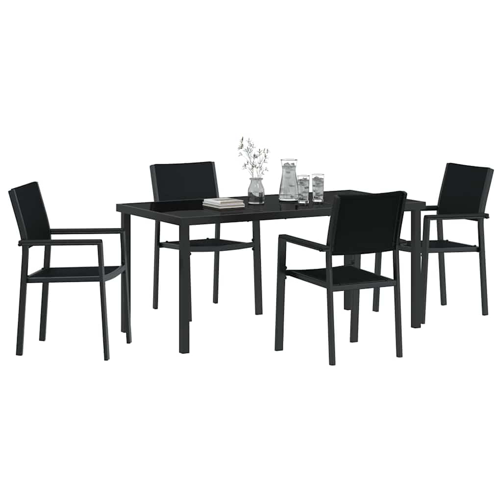 Garten Essgruppe 5 pcs Schwarz Poly Rattan