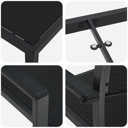 Garten Essgruppe 7 pcs Schwarz Poly Rattan