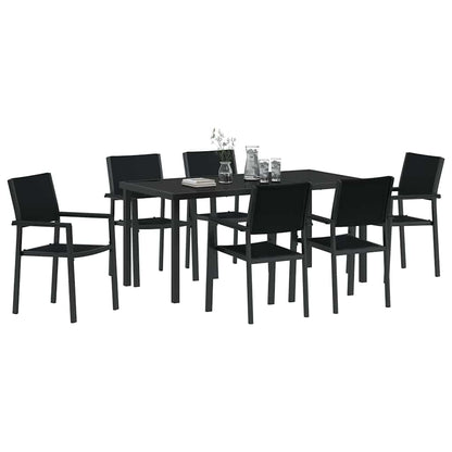Garten Essgruppe 7 pcs Schwarz Poly Rattan