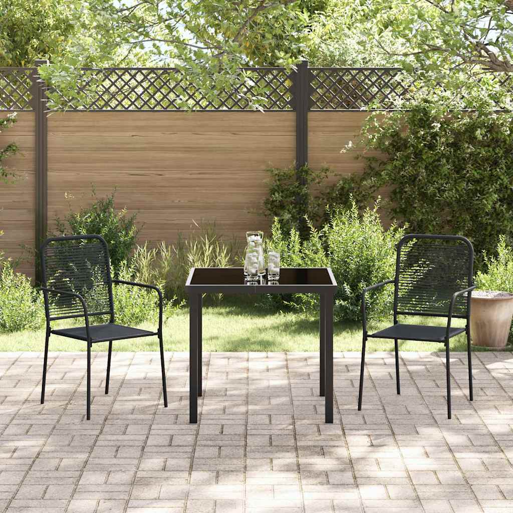 Garten Essgruppe 3 pcs Schwarz Baumwollseil und Stahl