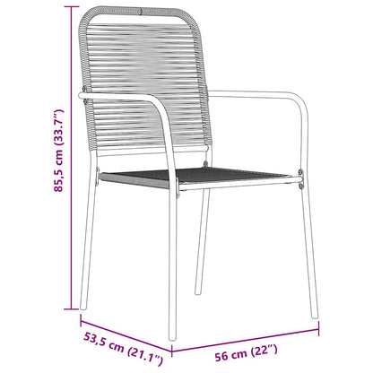 Garten Essgruppe 3 pcs Schwarz Baumwollseil und Stahl