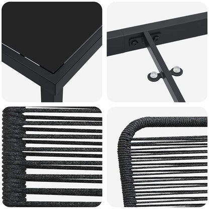 Garten Essgruppe 5 pcs Schwarz Baumwollseil und Stahl