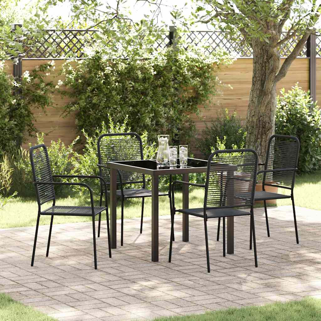Garten Essgruppe 5 pcs Schwarz Baumwollseil und Stahl