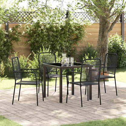 Garten Essgruppe 5 pcs Schwarz Baumwollseil und Stahl