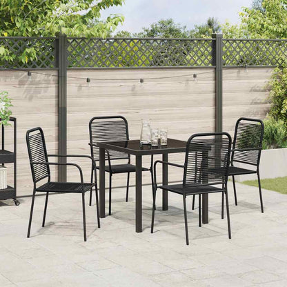 Garten Essgruppe 5 pcs Schwarz Baumwollseil und Stahl