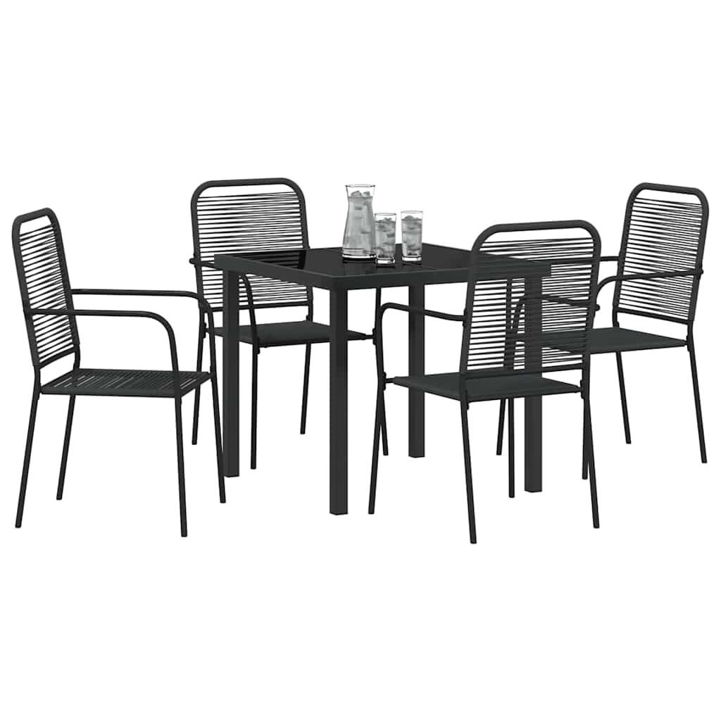 Garten Essgruppe 5 pcs Schwarz Baumwollseil und Stahl