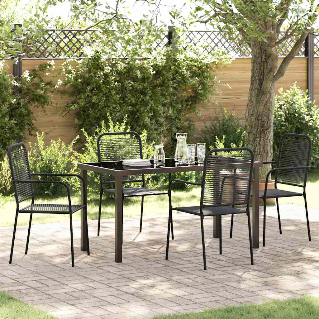 Garten Essgruppe 5 pcs Schwarz Baumwollseil und Stahl
