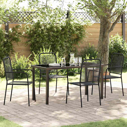 Garten Essgruppe 5 pcs Schwarz Baumwollseil und Stahl