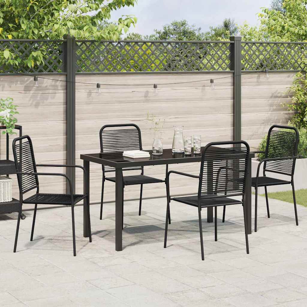 Garten Essgruppe 5 pcs Schwarz Baumwollseil und Stahl