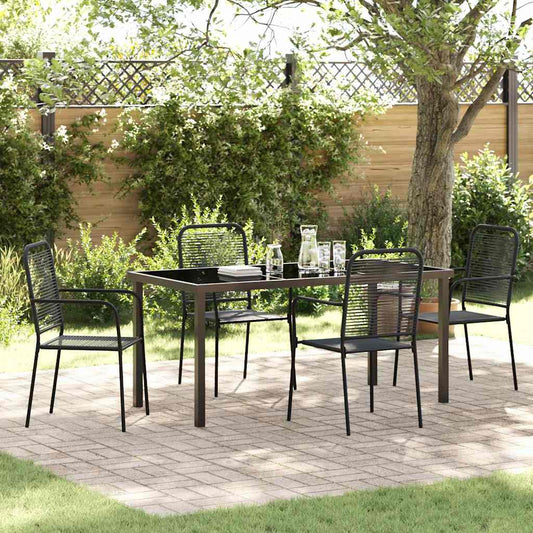 Garten Essgruppe 5 pcs Schwarz Baumwollseil und Stahl