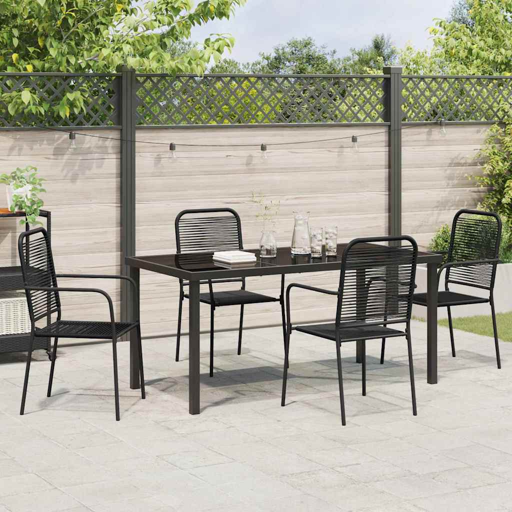 Garten Essgruppe 5 pcs Schwarz Baumwollseil und Stahl