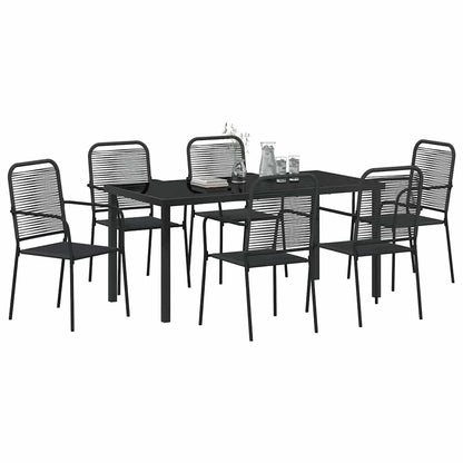 Garten Essgruppe 7 pcs Schwarz Baumwollseil und Stahl