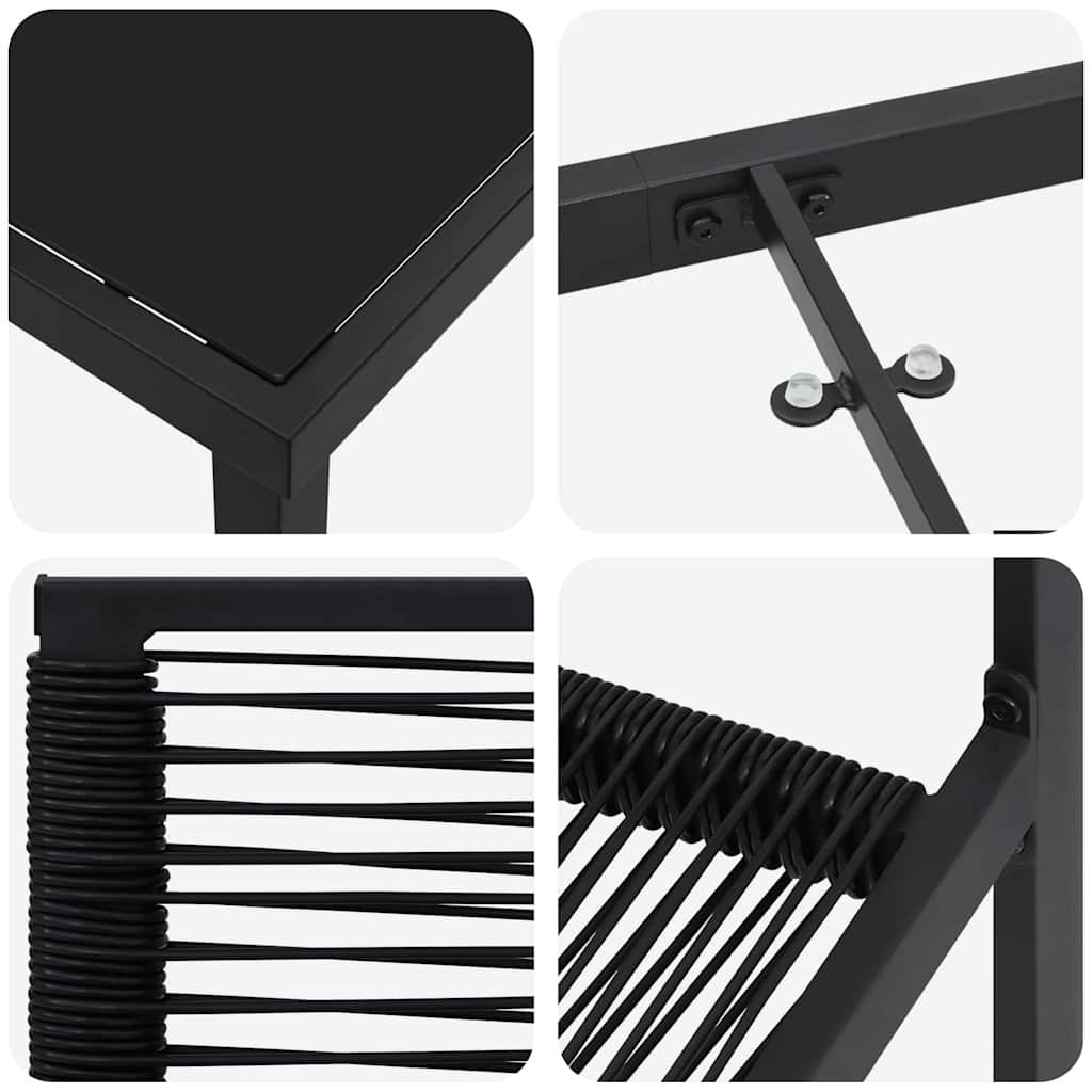 Garten Essgruppe 3 pcs Schwarz PVC-Rattan