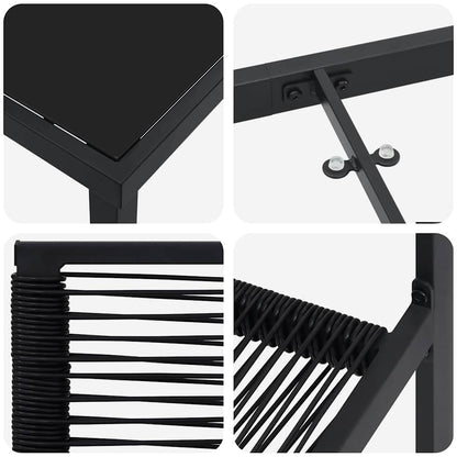 Garten Essgruppe 3 pcs Schwarz PVC-Rattan