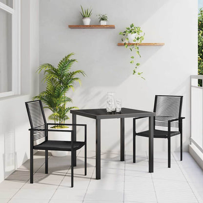 Garten Essgruppe 3 pcs Schwarz PVC-Rattan