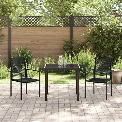 Garten Essgruppe 3 pcs Schwarz PVC-Rattan