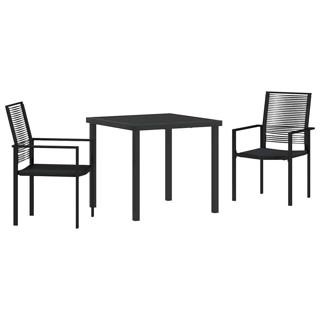 Garten Essgruppe 3 pcs Schwarz PVC-Rattan