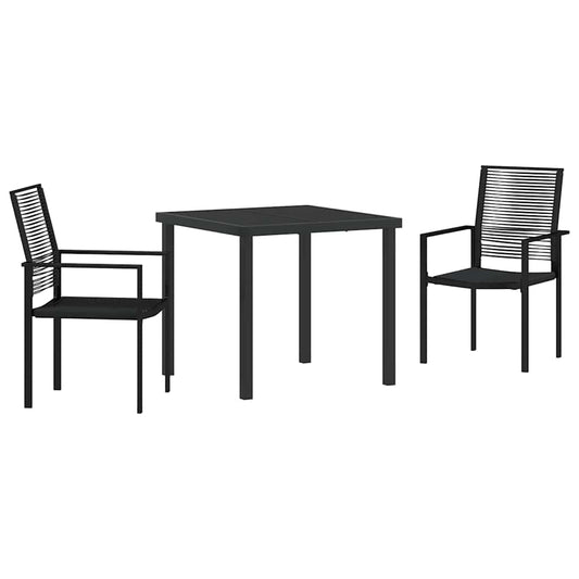 Garten Essgruppe 3 pcs Schwarz PVC-Rattan