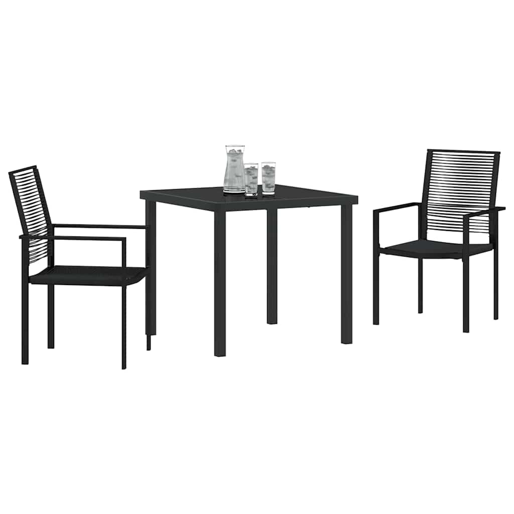Garten Essgruppe 3 pcs Schwarz PVC-Rattan