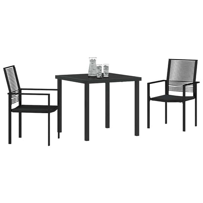 Garten Essgruppe 3 pcs Schwarz PVC-Rattan