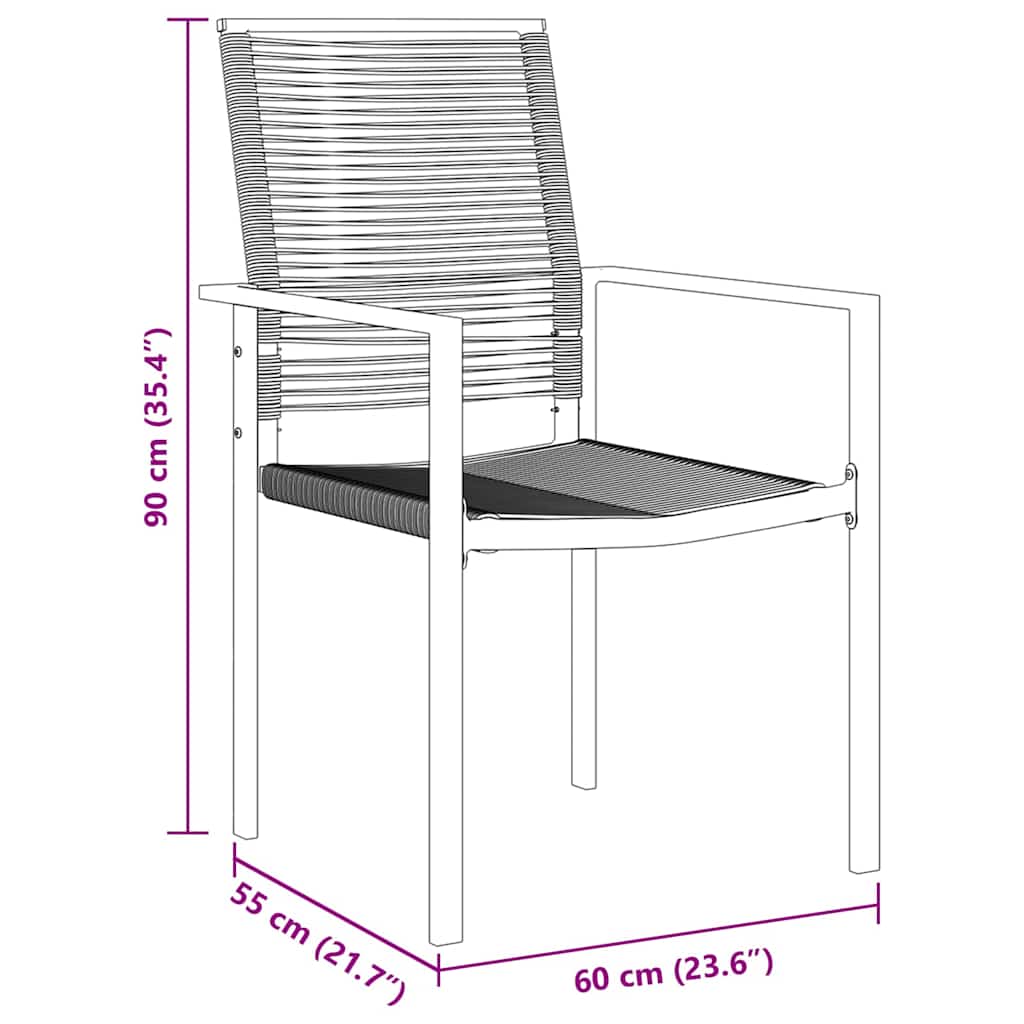 Garten Essgruppe 3 pcs Schwarz PVC-Rattan