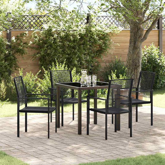 Garten Essgruppe 5 pcs Schwarz PVC-Rattan